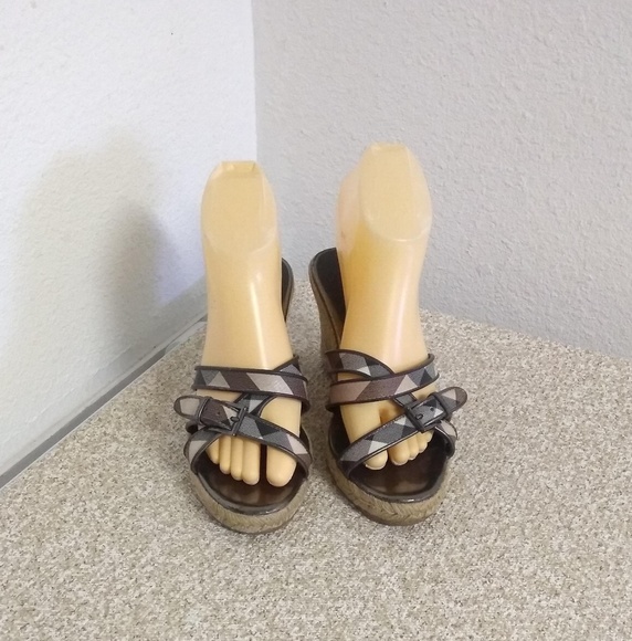 Burberry Novacheck Slide Wedge Sandals - Picture 2 of 7